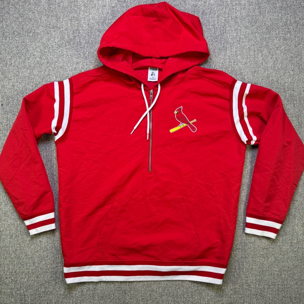 PINK Victoria Secret Cardinals MLB Windbreaker‎ Hoodie Half Zip Red Womens M